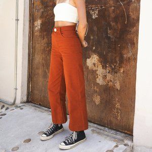Whimsy + Row Flora Wide Leg Pants - Rust (Orange) Color - Sz 27 - NWT
